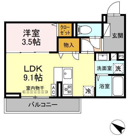 東広島市八本松飯田のアパートの間取り