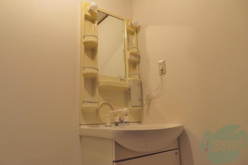 洗面設備　シャワー付洗面化粧台が備え付けられております。