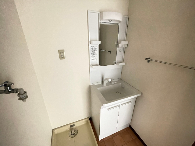 洗面設備　忙しい朝に嬉しいシャワー付き洗面化粧台です