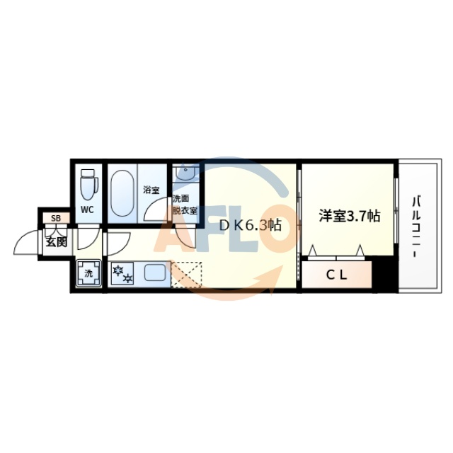 地下鉄中央線 九条駅 徒歩7分 15階建 築1年の間取り写真