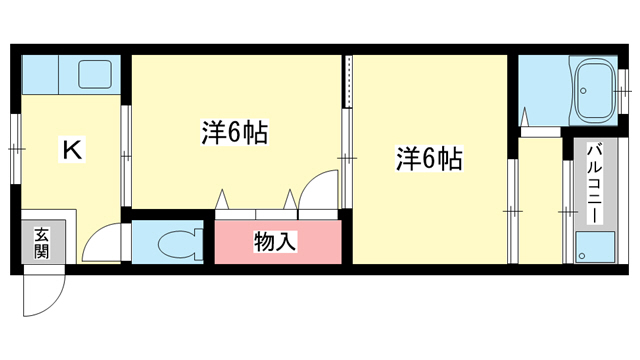 奈良市西大寺本町のアパートの間取り