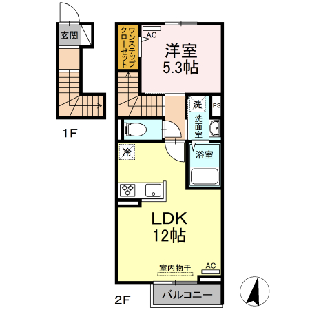 福山市駅家町大字万能倉のアパートの間取り