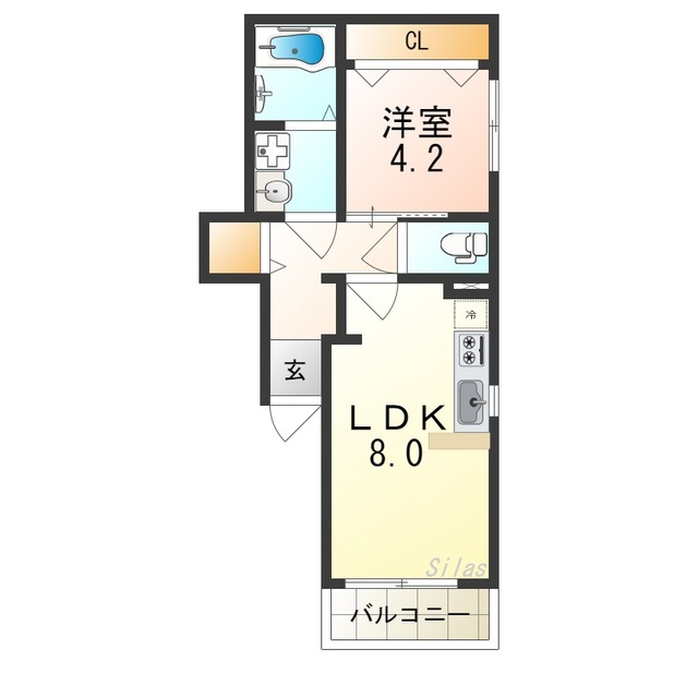 堺市堺区甲斐町西のアパートの間取り