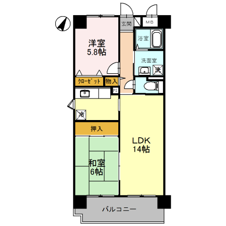 草津市西大路町のマンションの間取り