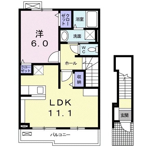 日置市伊集院町下谷口のアパートの間取り