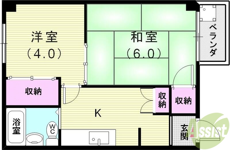 神戸市須磨区若木町のマンションの間取り