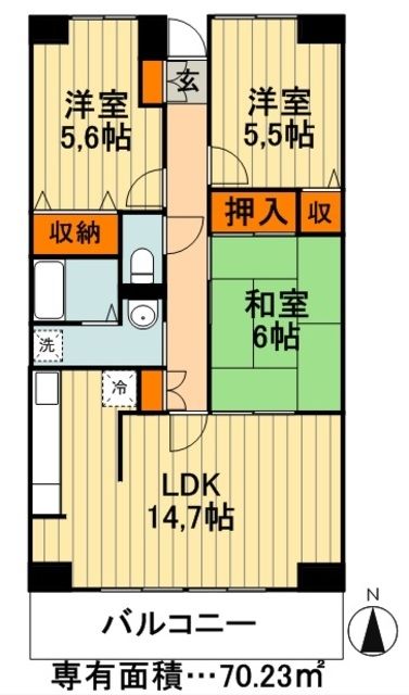 八千代市大和田新田のマンションの間取り