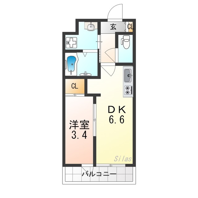 京都市山科区厨子奥矢倉町のマンションの間取り