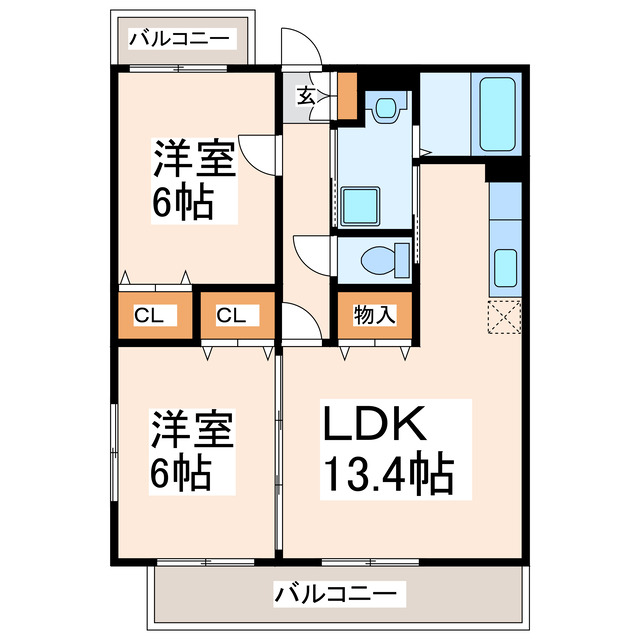 熊本市南区八幡のマンションの間取り