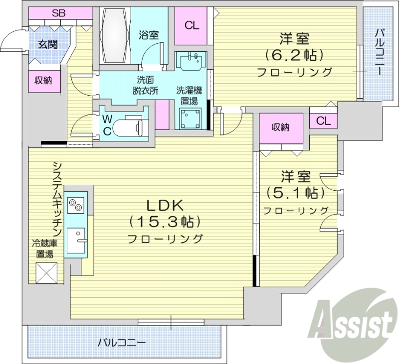 北広島市中央のマンションの間取り