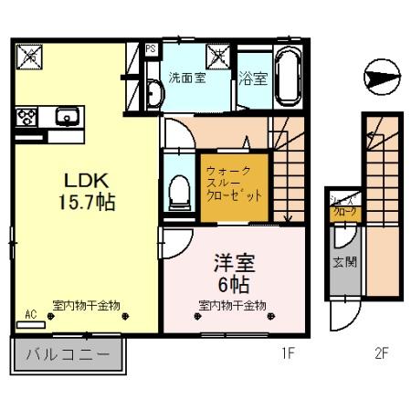 高岡市上関町のアパートの間取り