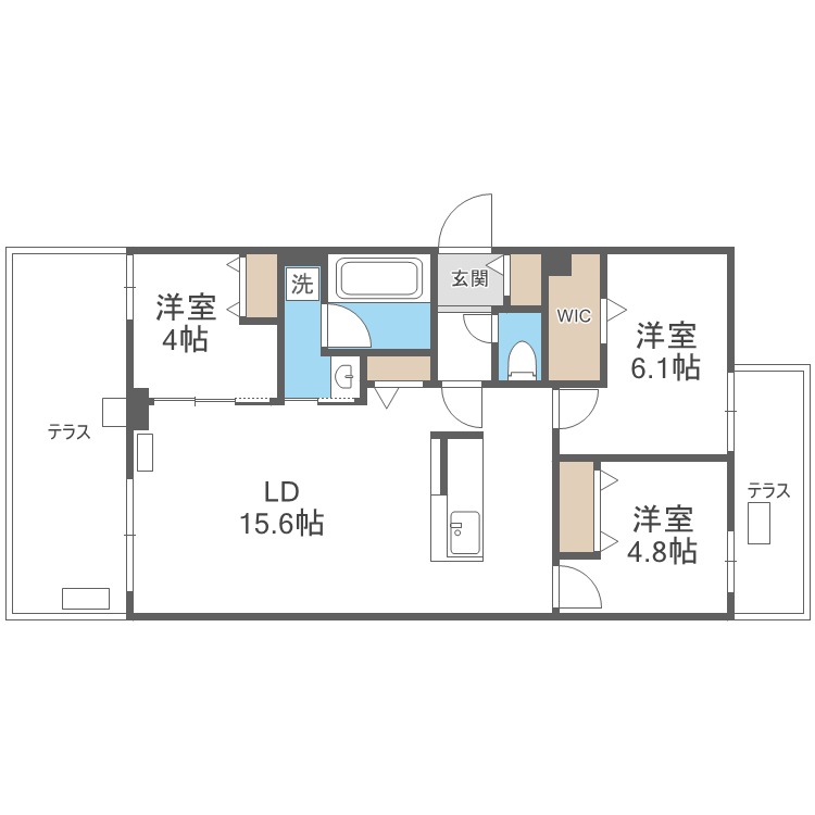 Ｓ－ＲＥＳＩＤＥＮＣＥ東札幌ａｚｕｒｅの間取り