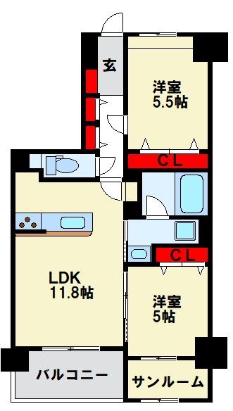 福岡市西区小戸のマンションの間取り