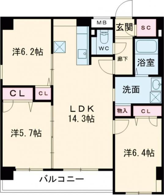 福岡市西区大字徳永のマンションの間取り