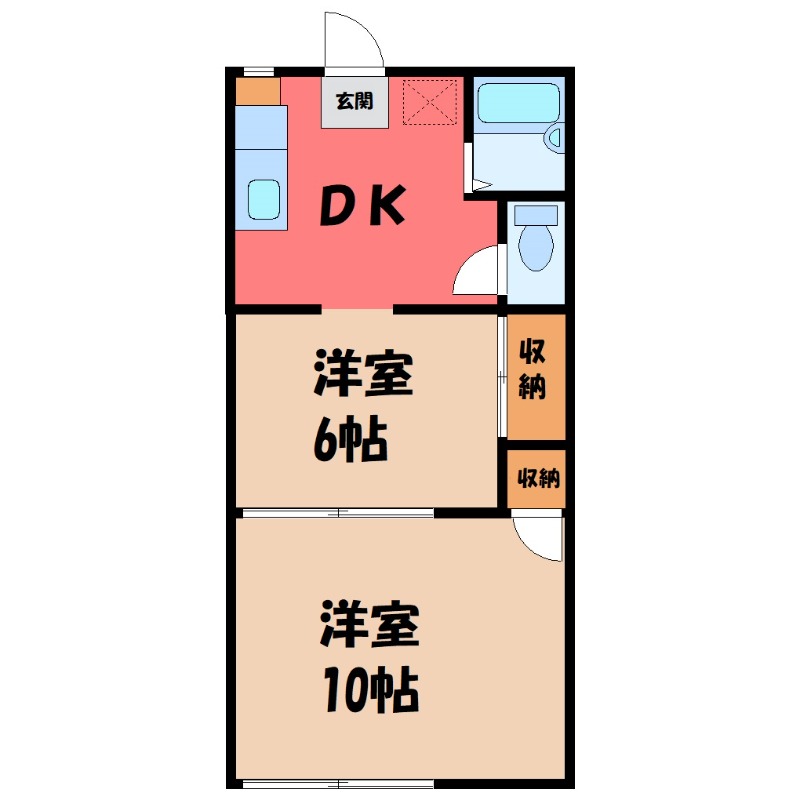 筑西市岡芹のアパートの間取り