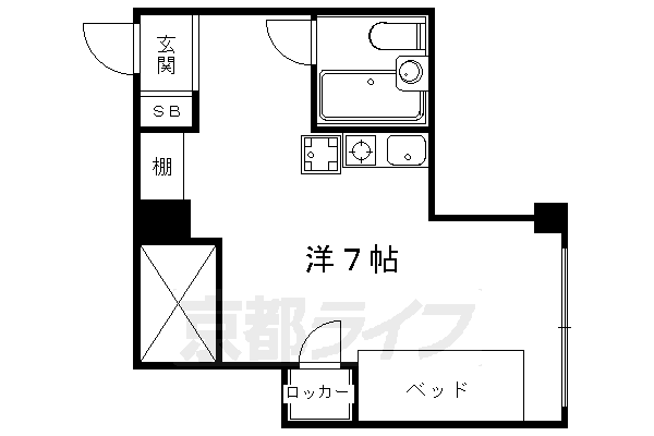 京都市左京区田中門前町のマンションの間取り