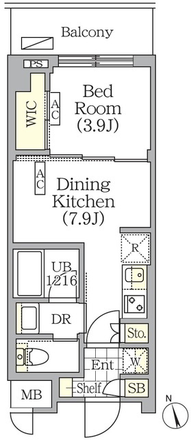 新宿区東五軒町のマンションの間取り