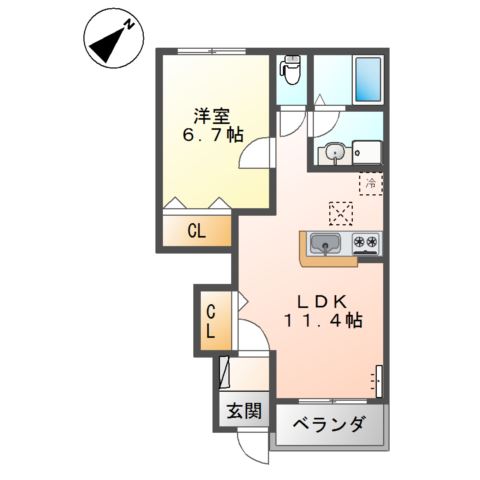 福山市瀬戸町大字地頭分のアパートの間取り