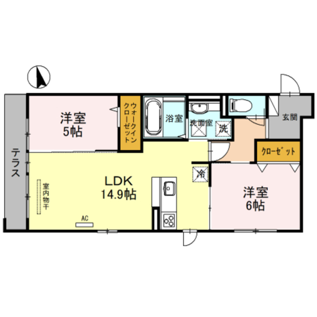 堺市北区東雲東町のアパートの間取り