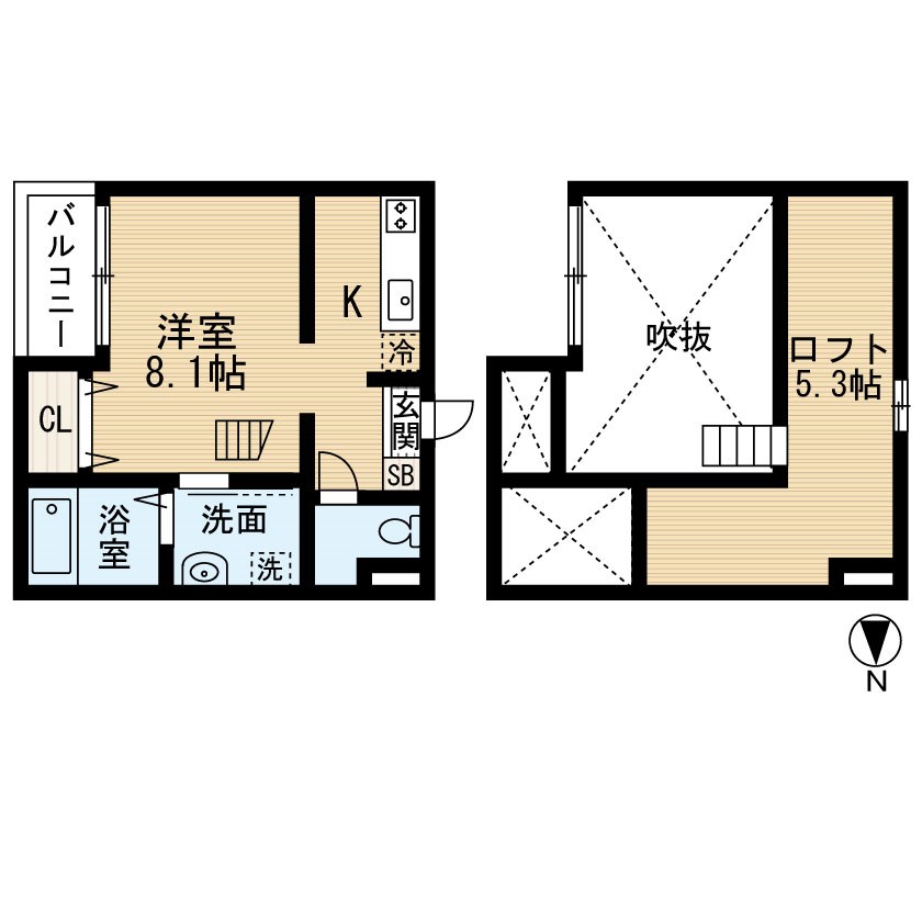 名古屋市中川区大畑町のアパートの間取り