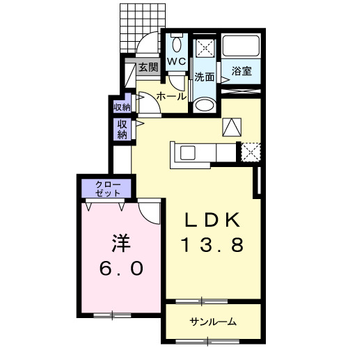 南砺市柴田屋のアパートの間取り