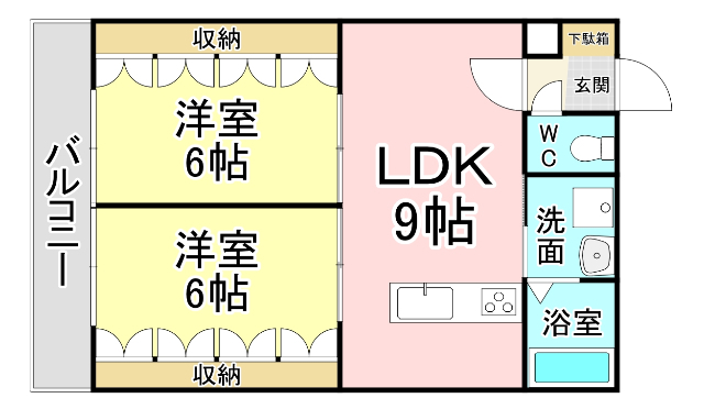 北九州市小倉南区日の出町のアパートの間取り