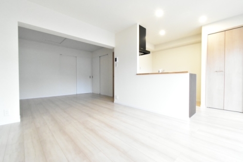 居室・リビング　反転タイプ３０６号室の写真となります。建具・床の色が異なりま