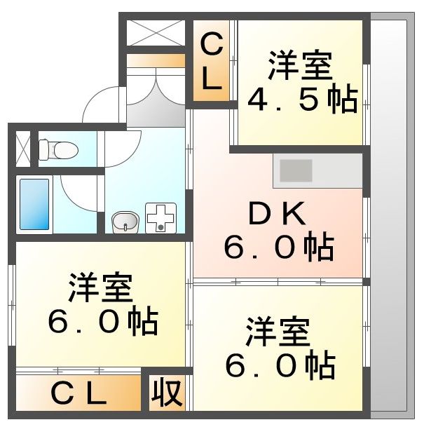 笠岡市美の浜のマンションの間取り