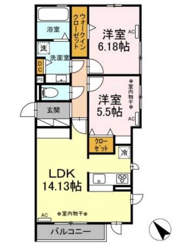 浜松市中央区十軒町のアパートの間取り