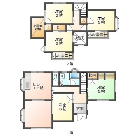 岸岡町貸家の間取り