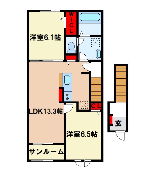 朝倉郡筑前町依井のアパートの間取り