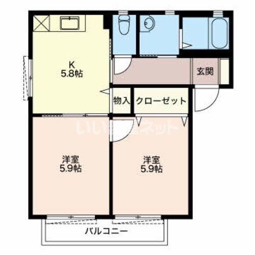 掛川市中のアパートの間取り