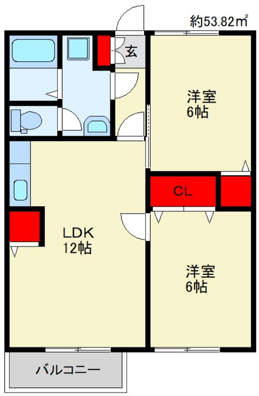 飯塚市新立岩のアパートの間取り