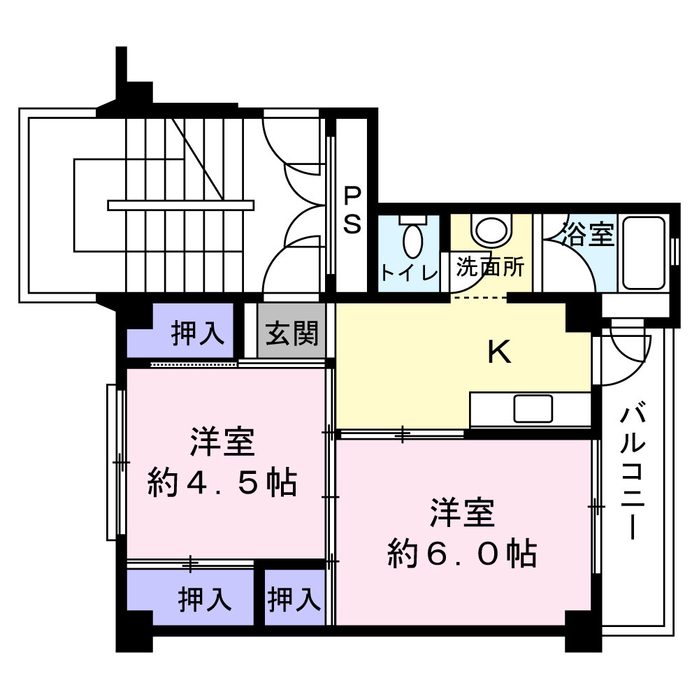 ビレッジハウス角田2号棟の間取り