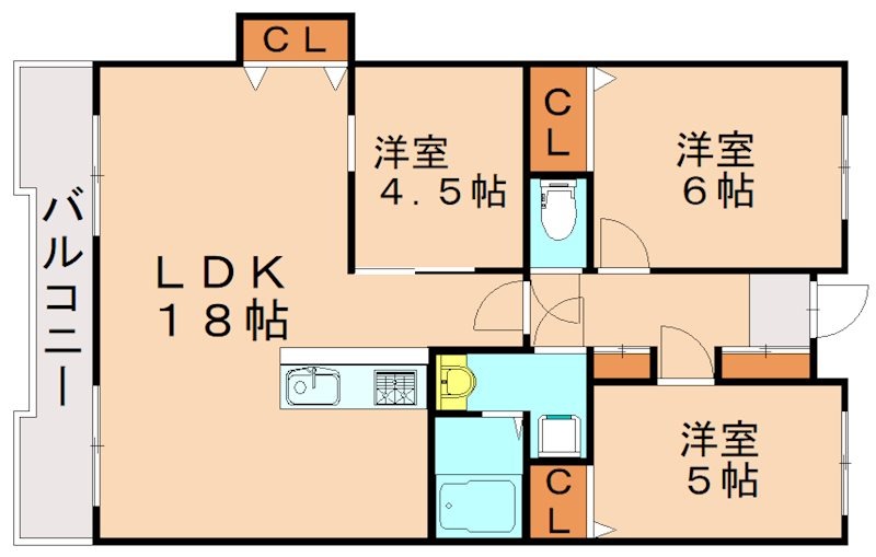 北九州市八幡西区則松東のマンションの間取り