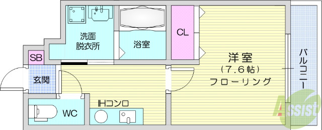 仙台市若林区なないろの里のマンションの間取り