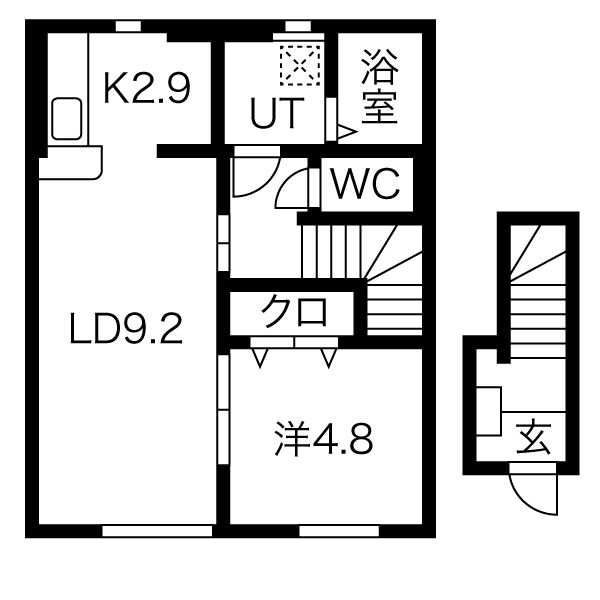 西村山郡河北町谷地荒町東のアパートの間取り