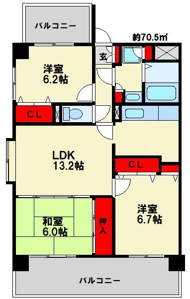 Kステーション大野城の間取り