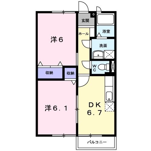 高萩市大字安良川のアパートの間取り