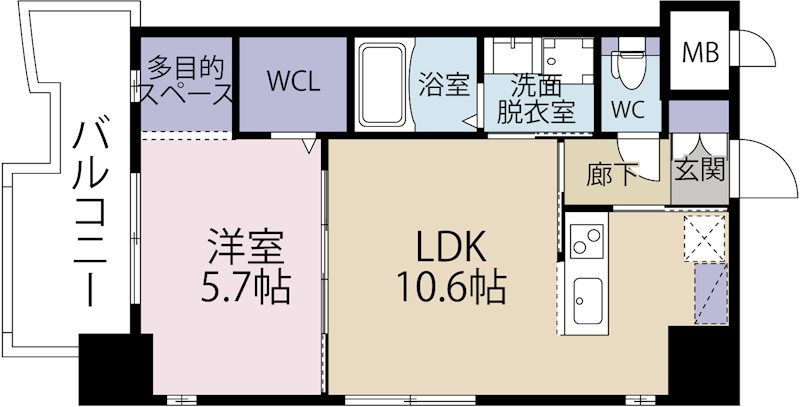 北九州市戸畑区沖台のマンションの間取り