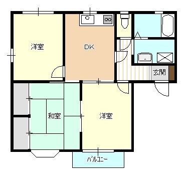 新発田市中曽根町のアパートの間取り