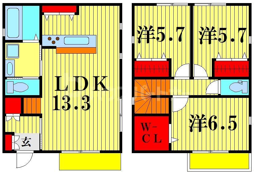 【松戸新田賃貸戸建Ａの間取り】