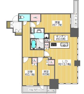 大阪市西区南堀江のマンションの間取り