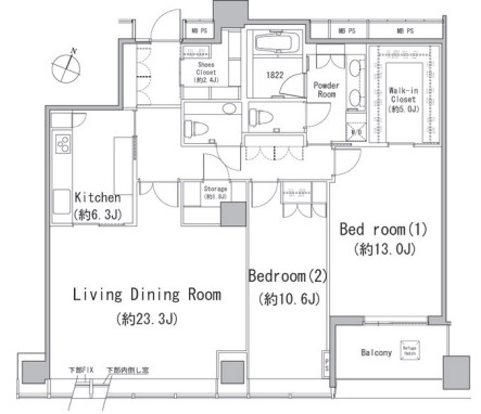 【千代田区二番町のマンションの間取り】