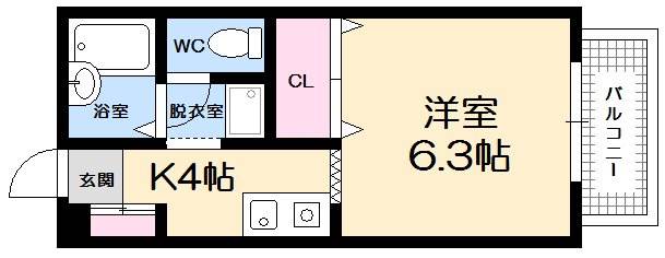 広島市西区草津新町のアパートの間取り