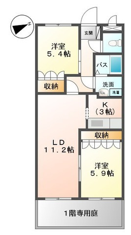 久留米市北野町塚島のアパートの間取り