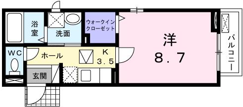 岡山市北区天瀬南町のアパートの間取り