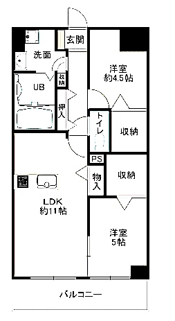 北九州市小倉北区砂津のマンションの間取り