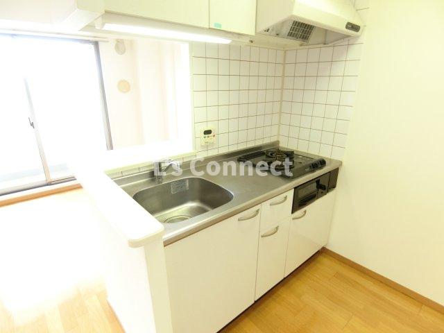 キッチン　2口ガスコンロのシステムキッチン。