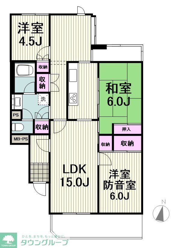 グリーンライン 都筑ふれあいの丘駅 徒歩10分 5階建 築44年の間取り写真